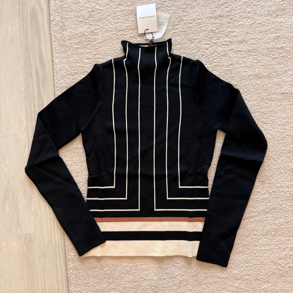 NWT SOLID & STRIPED Everly Top Black Border - Picture 2 of 4